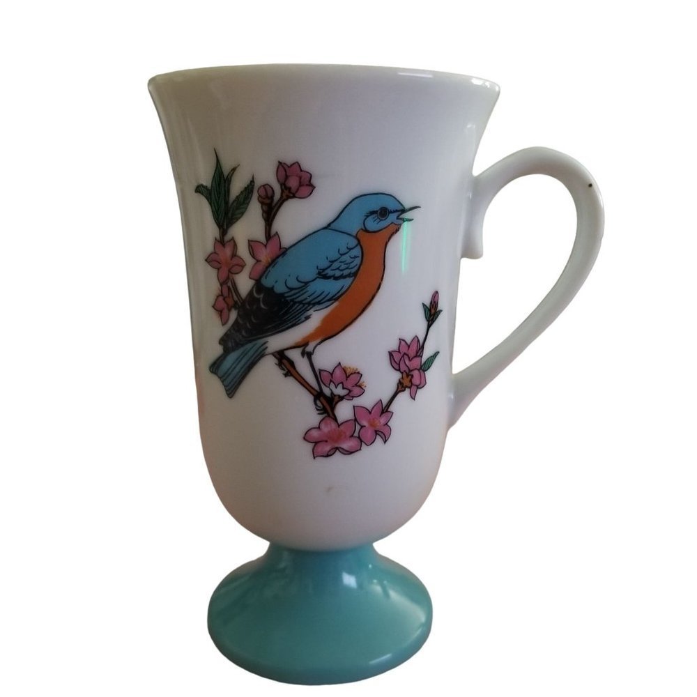 SOLD  Roberts Song Bird Irish Coffee Mugs Pedestal Tea Cups Set of 5 - Picture 4 of 16